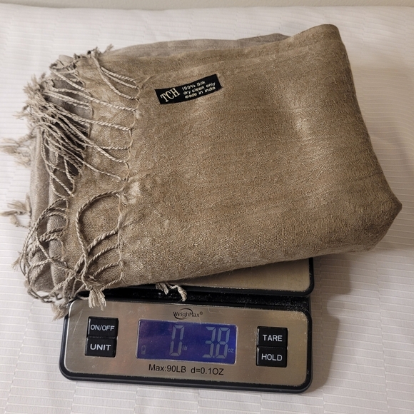 TCH 100% Silk Tan Grey Scarf - Picture 7 of 7